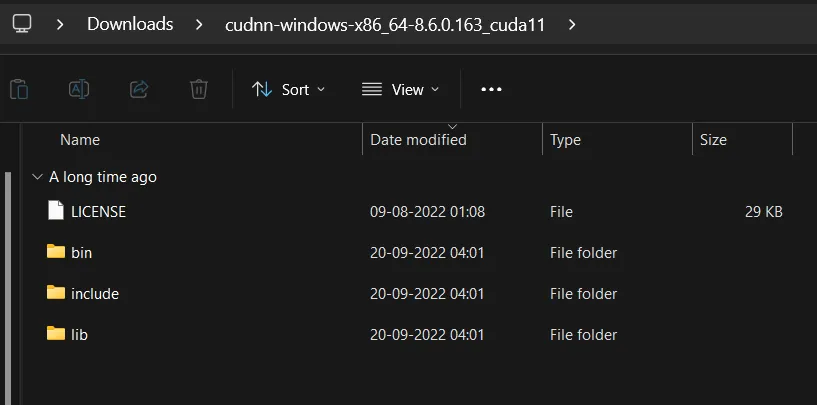 cuDNN bin, include and lib